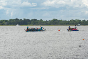 two dragon boats in the water