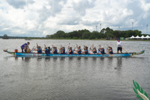 Dragon boat racing in the water